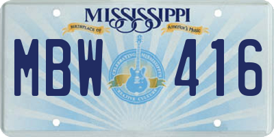 MS license plate MBW416