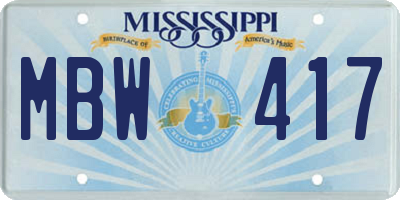 MS license plate MBW417