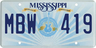 MS license plate MBW419