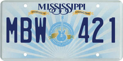 MS license plate MBW421