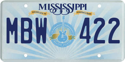MS license plate MBW422