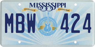 MS license plate MBW424