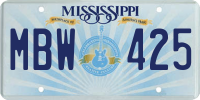 MS license plate MBW425