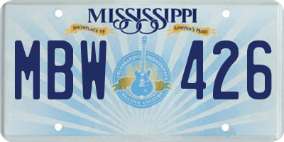 MS license plate MBW426
