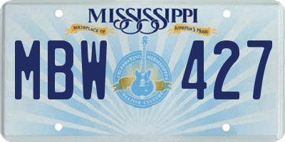 MS license plate MBW427