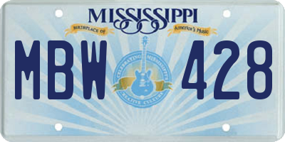 MS license plate MBW428