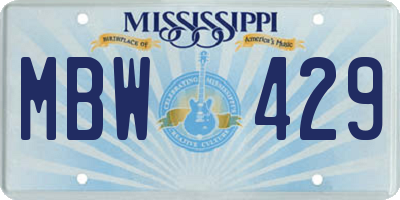 MS license plate MBW429
