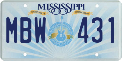 MS license plate MBW431