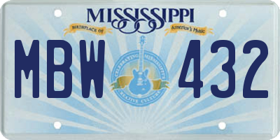 MS license plate MBW432