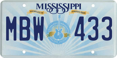 MS license plate MBW433
