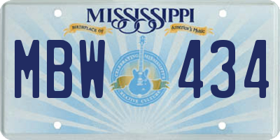 MS license plate MBW434