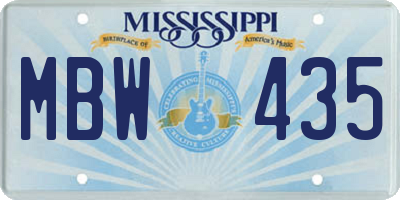MS license plate MBW435