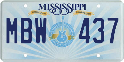 MS license plate MBW437