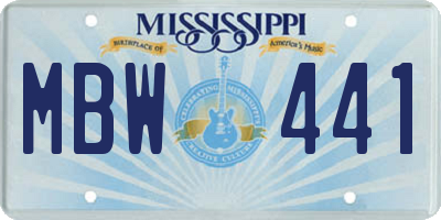 MS license plate MBW441