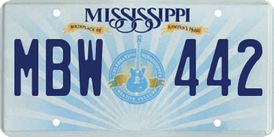 MS license plate MBW442