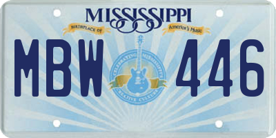 MS license plate MBW446