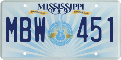 MS license plate MBW451