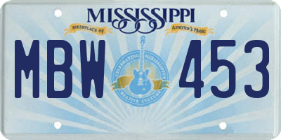 MS license plate MBW453