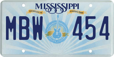 MS license plate MBW454