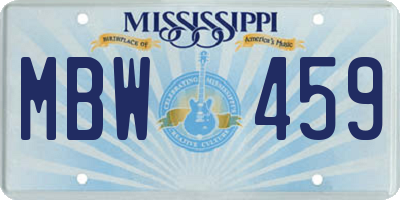 MS license plate MBW459