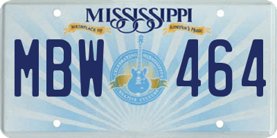 MS license plate MBW464