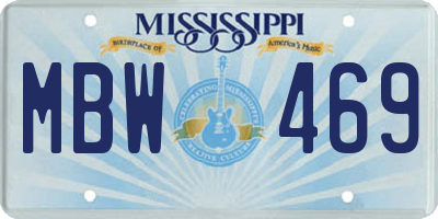 MS license plate MBW469