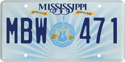 MS license plate MBW471