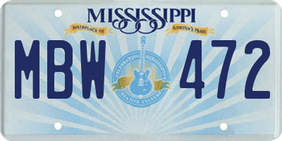 MS license plate MBW472