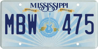 MS license plate MBW475