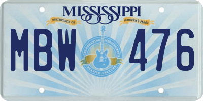 MS license plate MBW476