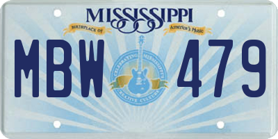 MS license plate MBW479