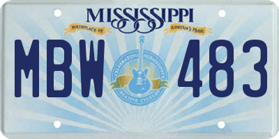 MS license plate MBW483