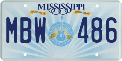 MS license plate MBW486