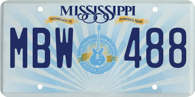 MS license plate MBW488