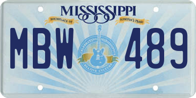 MS license plate MBW489