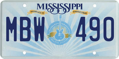 MS license plate MBW490