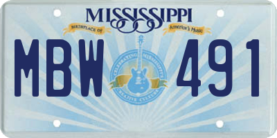 MS license plate MBW491