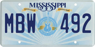 MS license plate MBW492