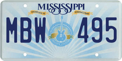 MS license plate MBW495