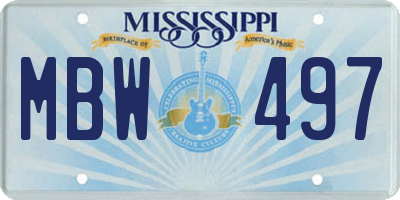 MS license plate MBW497
