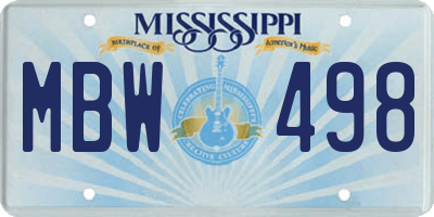 MS license plate MBW498
