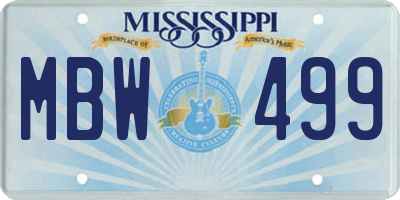 MS license plate MBW499