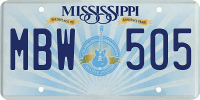 MS license plate MBW505