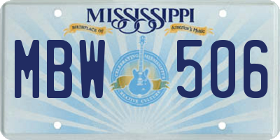 MS license plate MBW506