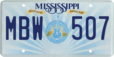 MS license plate MBW507