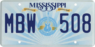 MS license plate MBW508