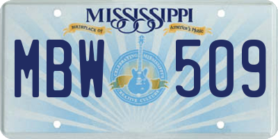 MS license plate MBW509