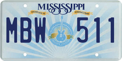 MS license plate MBW511