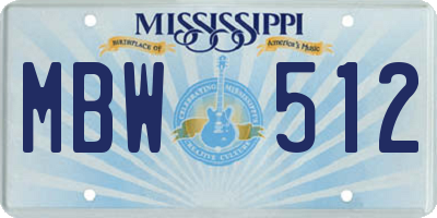 MS license plate MBW512