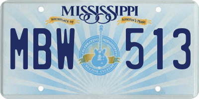 MS license plate MBW513